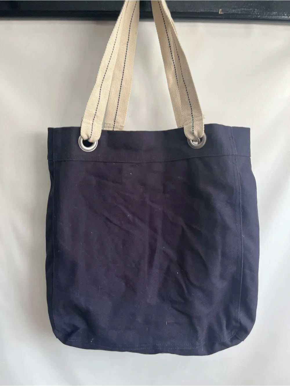 SCAD Navy Canvas Tote Bag with Cream Straps